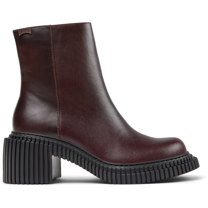 Camper 70mm Pix London Leather Zip-fastening Block-heel Boots In Burgundy