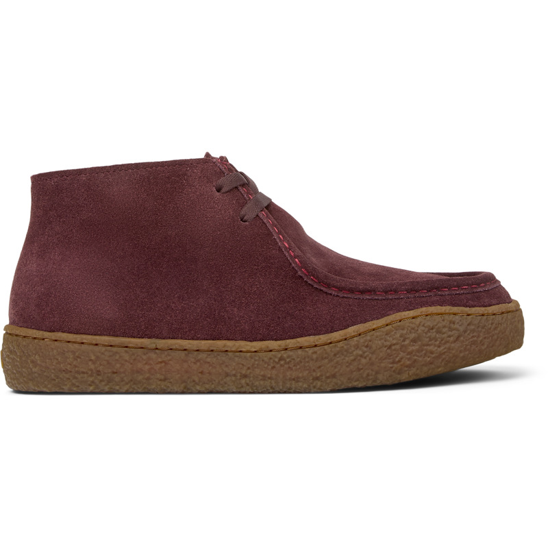 Camper Peu Terreno Suede Lace-up Boots In Burgundy