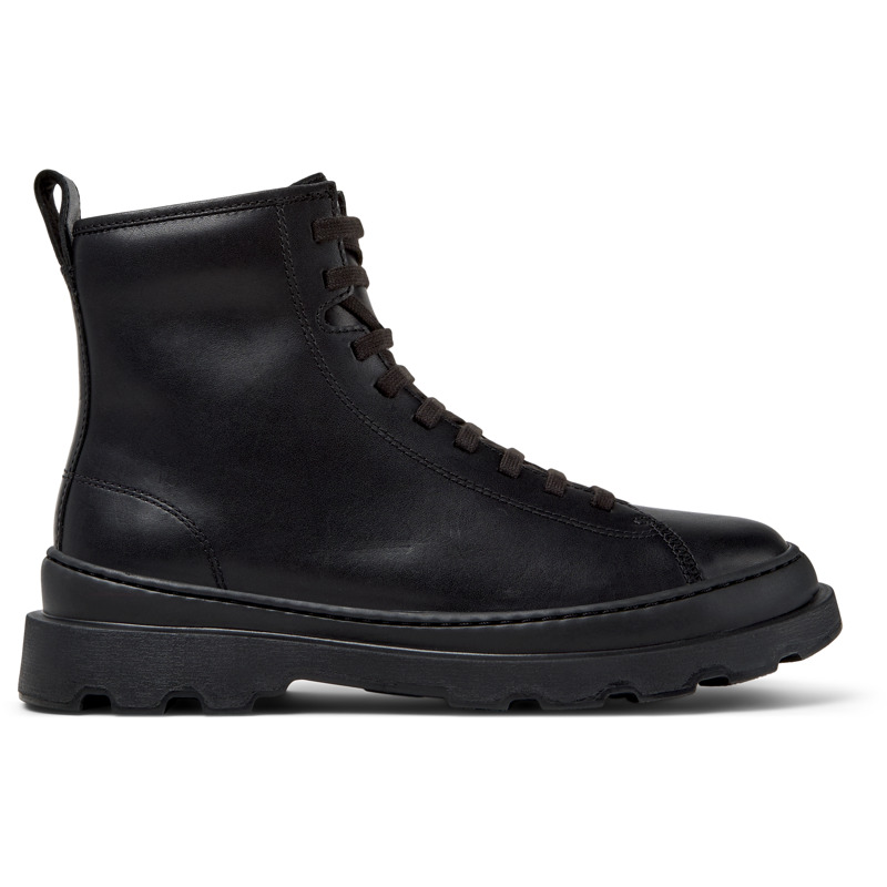 Camper Brutus Combat Boots In Black Leather In Black