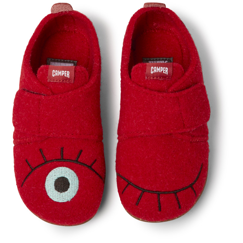 CAMPER Twins - Slippers For Girls - Red, Size 33, Cotton Fabric/Smooth Leather