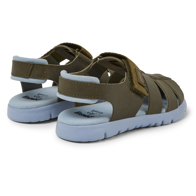 Camper Oruga - Sandals For Unisex - Green, Size 32, Smooth Leather/Cotton Fabric