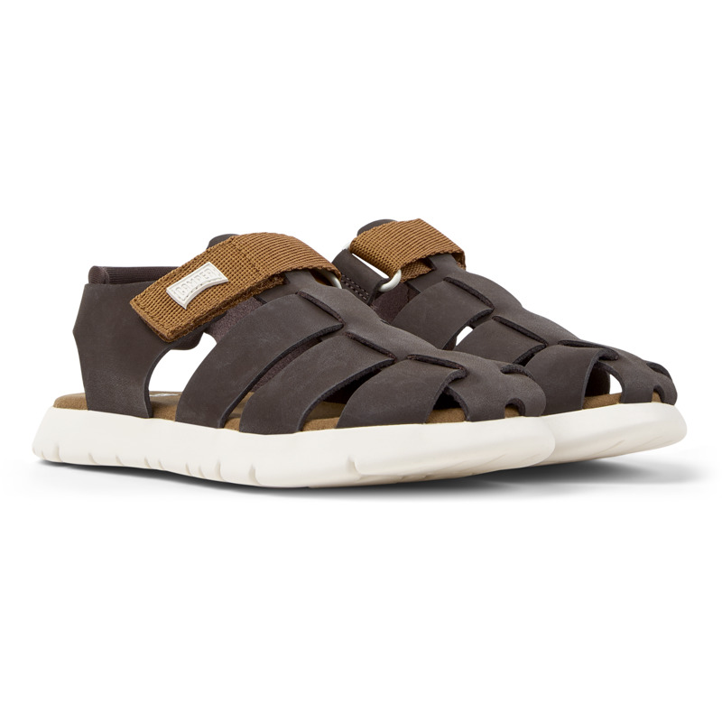 Camper Oruga - Sandals For Girls - Brown, Size 29, Smooth Leather/Cotton Fabric - 2