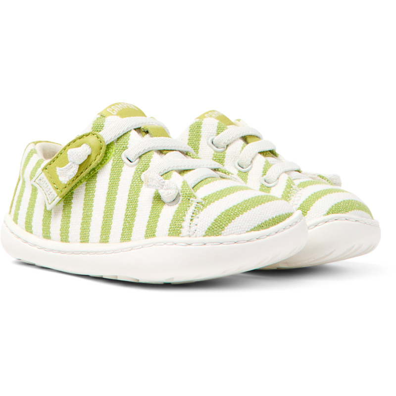 Camper Peu - Smart Casual Shoes For First Walkers - Green, White, Size 21, Cotton Fabric/Smooth Leather