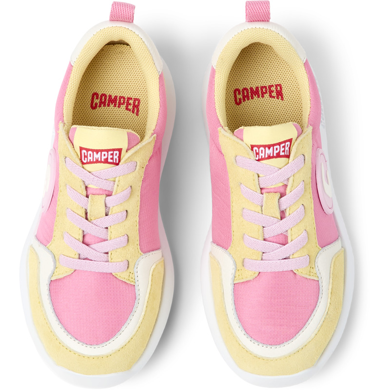 CAMPER Driftie - Sneaker Per Bimbe - Rosa,Giallo,Bianco, Taglia 33, Tessuto In Cotone