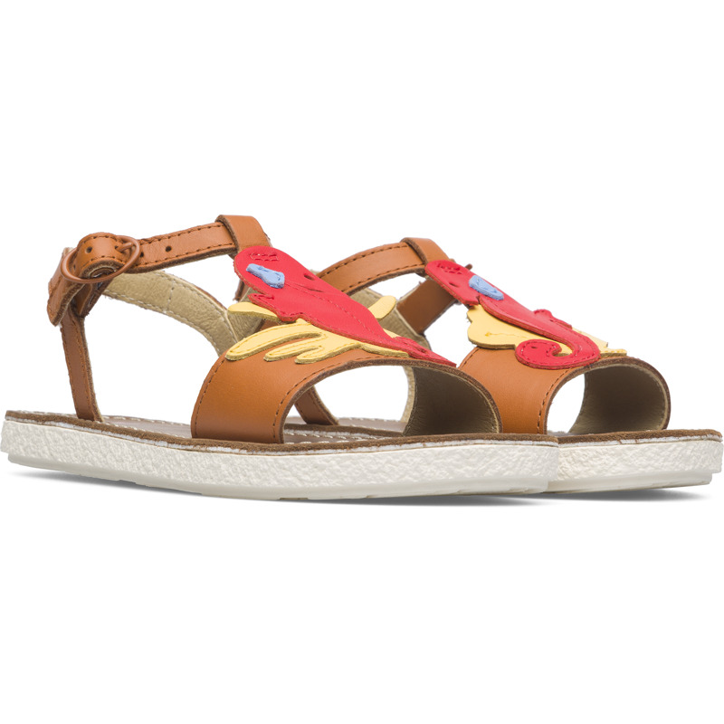 Shop Camper Sandals For Girls In Brown,red,yellow