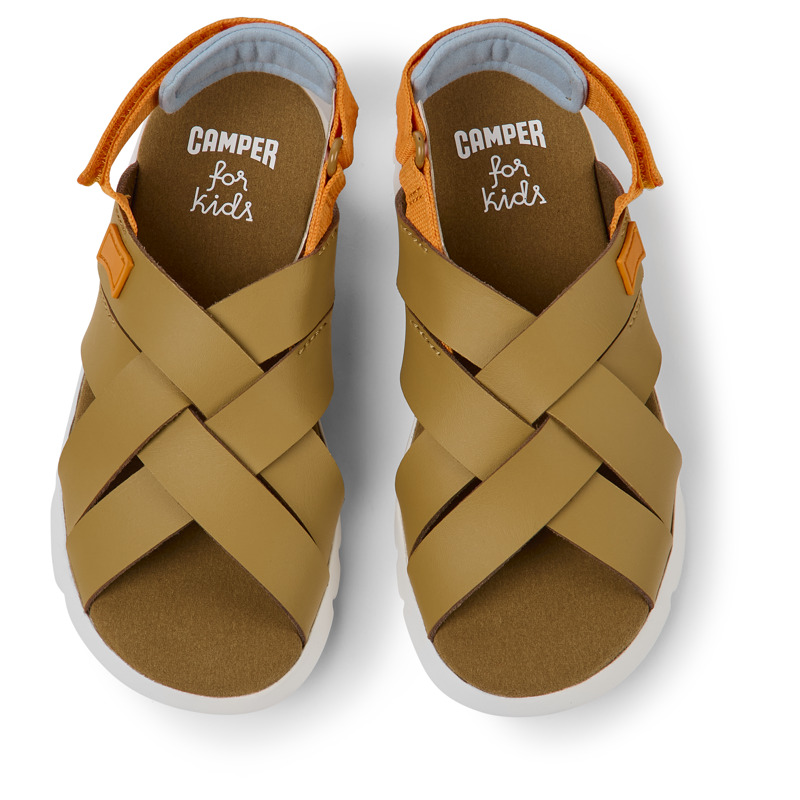 CAMPER Oruga - Sandals For Girls - Brown, Size 29, Smooth Leather/Cotton Fabric