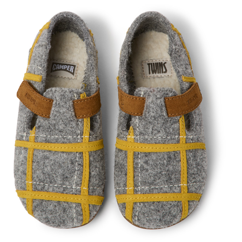 CAMPER Twins - Chaussons Pour Filles - Gris,Jaune,Marron, Taille 32, Tissu En Coton