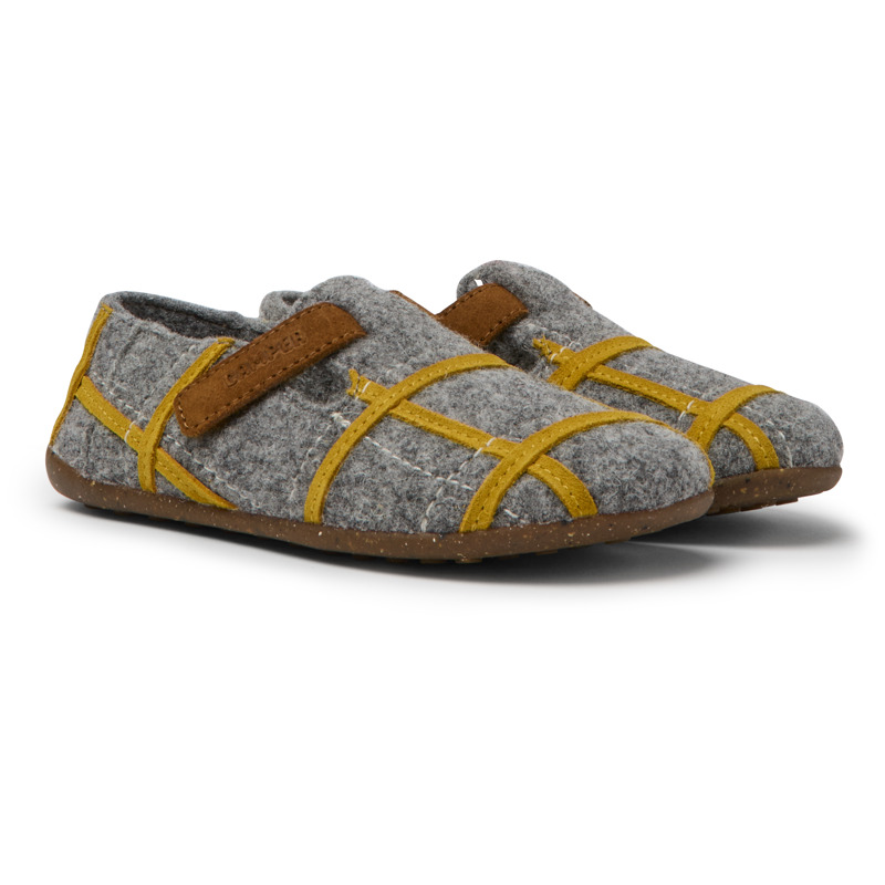 CAMPER Twins - Chaussons Pour Filles - Gris,Jaune,Marron, Taille 32, Tissu En Coton