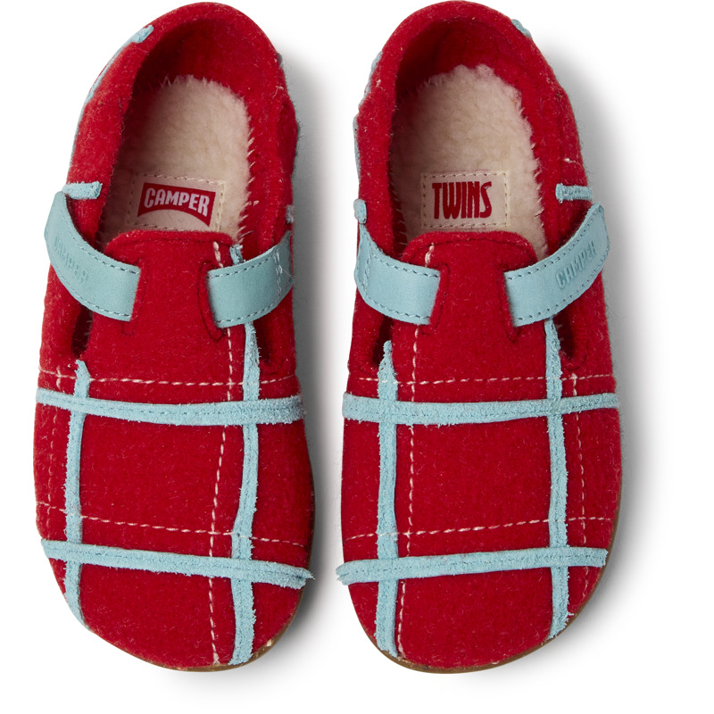 CAMPER Twins - Slippers For Girls - Red,Blue, Size 5.5, Cotton Fabric/Smooth Leather