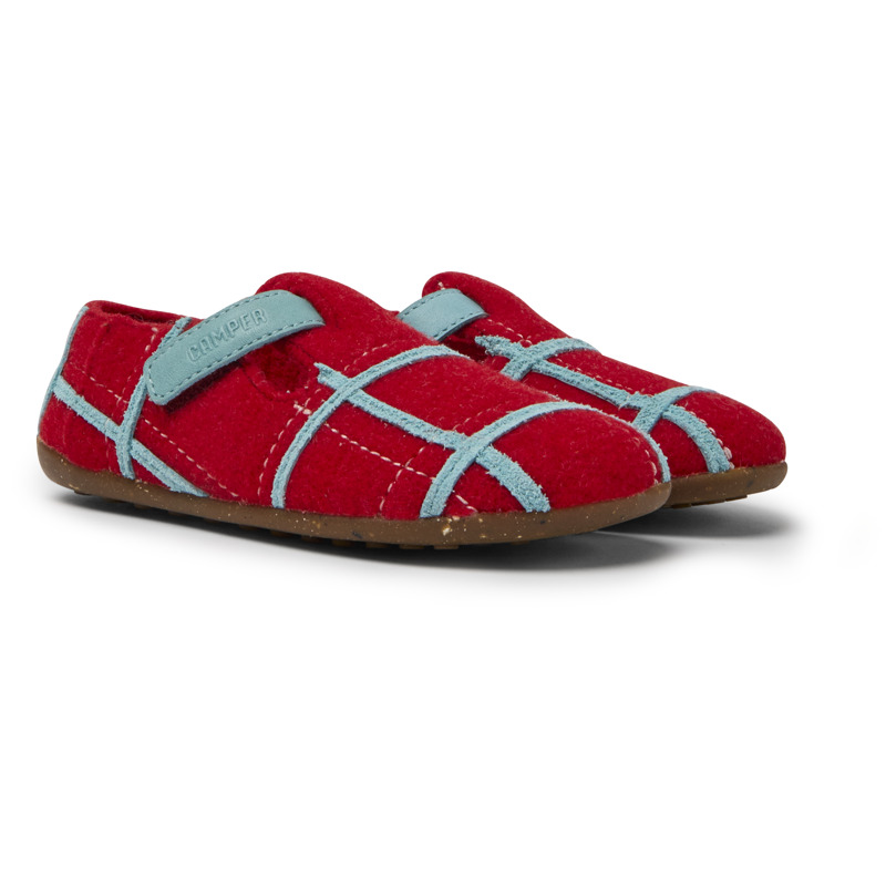 CAMPER Twins - Slippers For Girls - Red,Blue, Size 12, Cotton Fabric/Smooth Leather