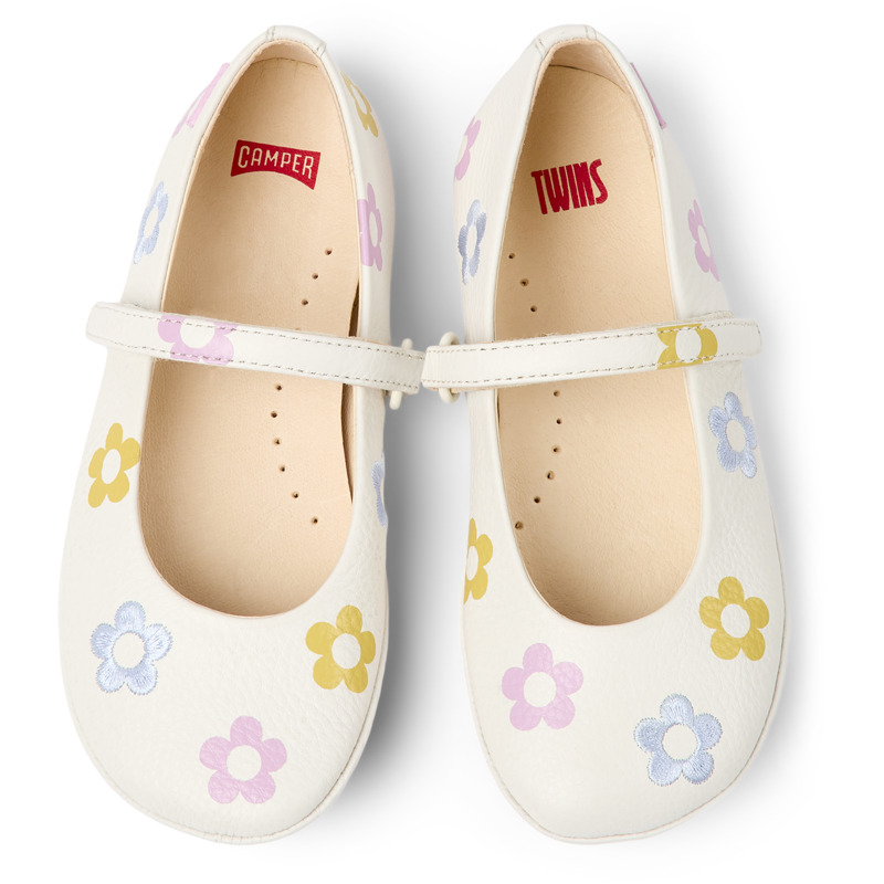 CAMPER Twins - Ballerinas For Girls - White, Size 33, Smooth Leather