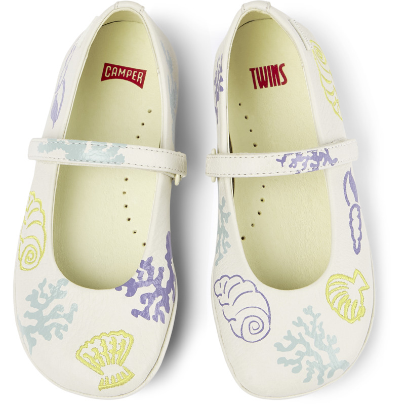 CAMPER Twins - Ballerinas For Girls - White, Size 36, Smooth Leather