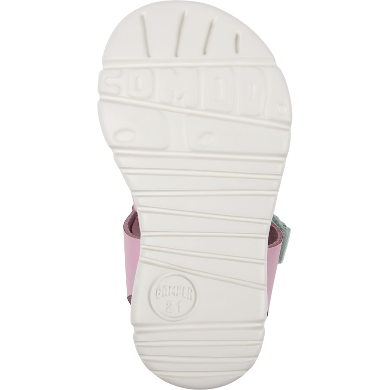 CAMPER Oruga - Sandals For First Walkers - Pink, Size 26, Smooth Leather/Cotton Fabric