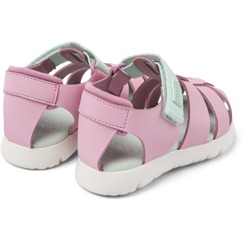 CAMPER Oruga - Sandals For First Walkers - Pink, Size 26, Smooth Leather/Cotton Fabric