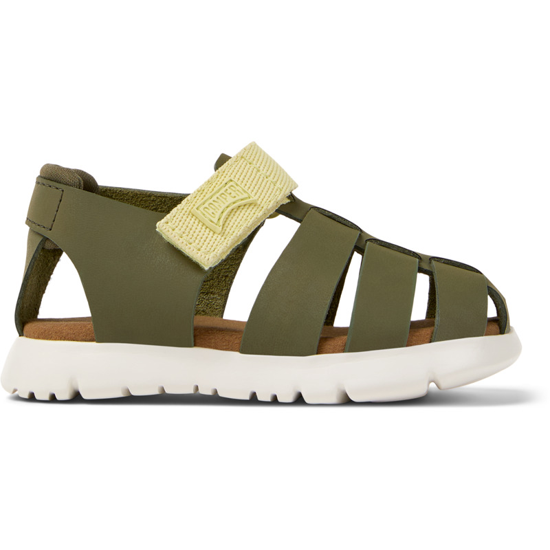 CAMPER Oruga - Sandalias para Niños - Verde, talla 21, Piel Lisa/Textil