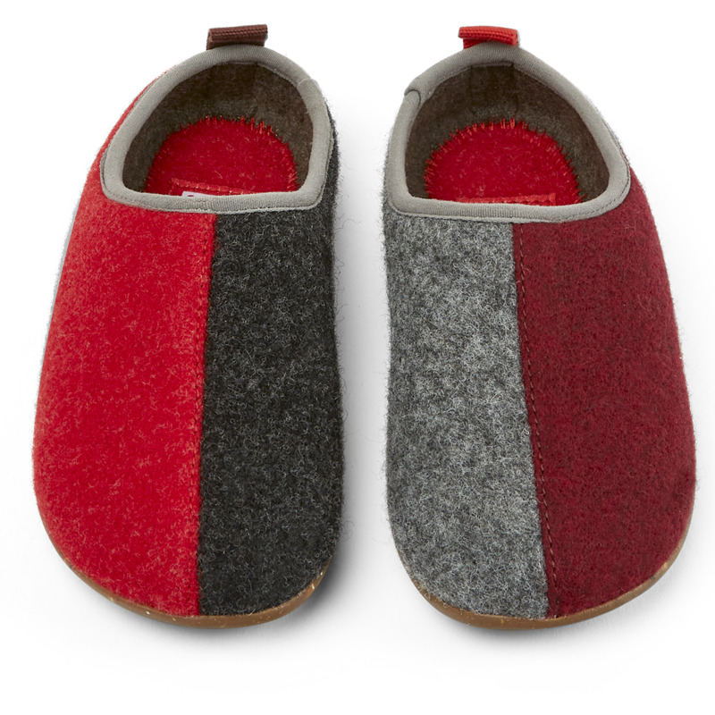CAMPER Twins - Pantoffels Voor Meisjes - Grijs,Rood,Kastanjebruin, Maat 35, Cotton Fabric