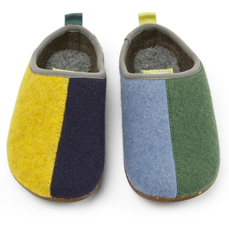 CAMPER Twins - Slippers For Girls - Blue,Yellow,Green, Size 27, Cotton Fabric