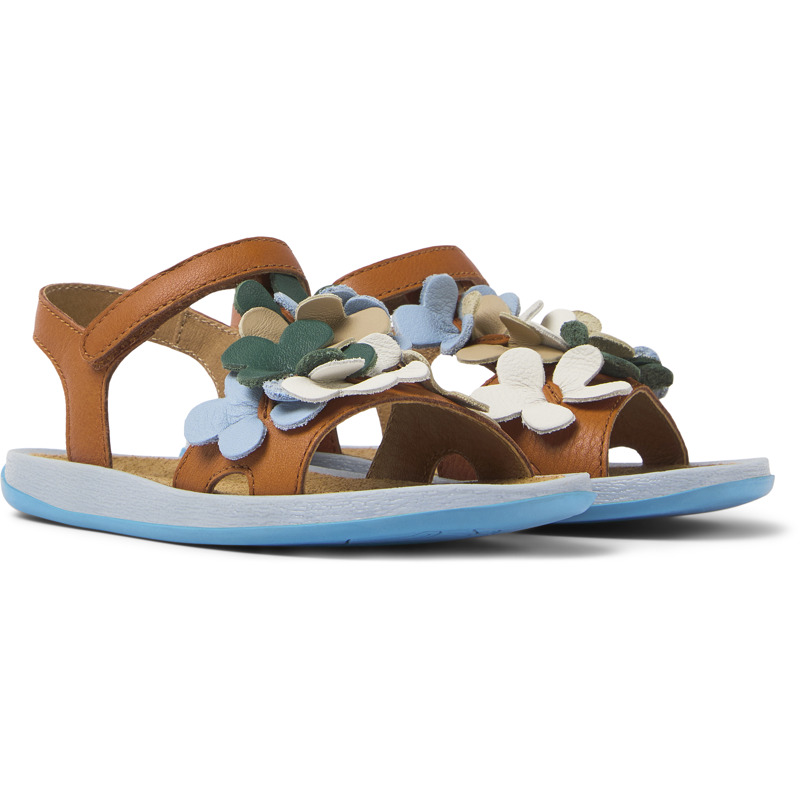 CAMPER Twins - Sandals For Girls - Brown,Blue,White, Size 34, Smooth Leather