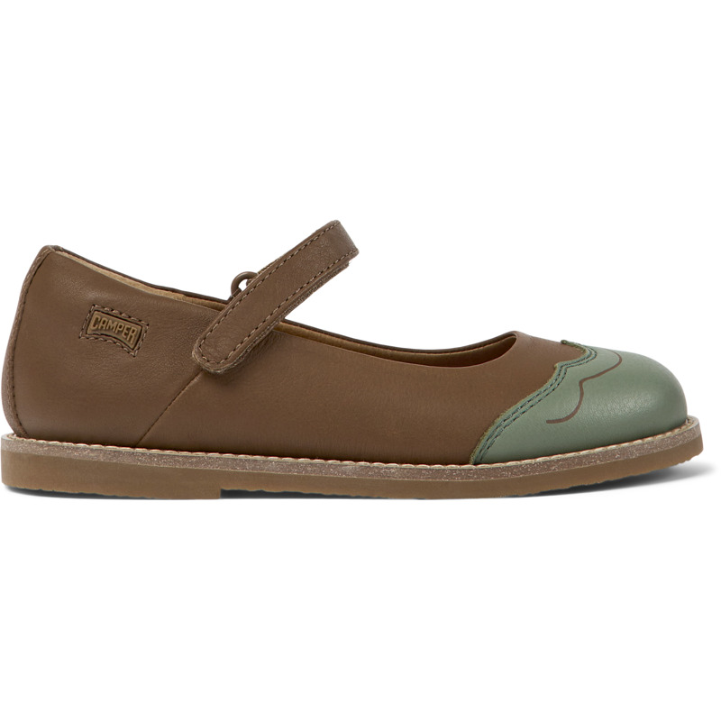 CAMPER Twins - Ballerinas For Girls - Brown,Green, Size 32, Smooth Leather