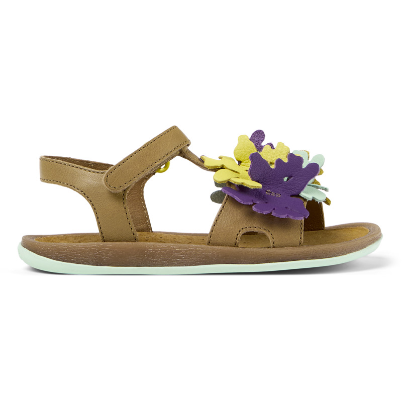 CAMPER Twins - Sandals for Girls - Brown,Purple,Blue, size 9.5, Smooth leather