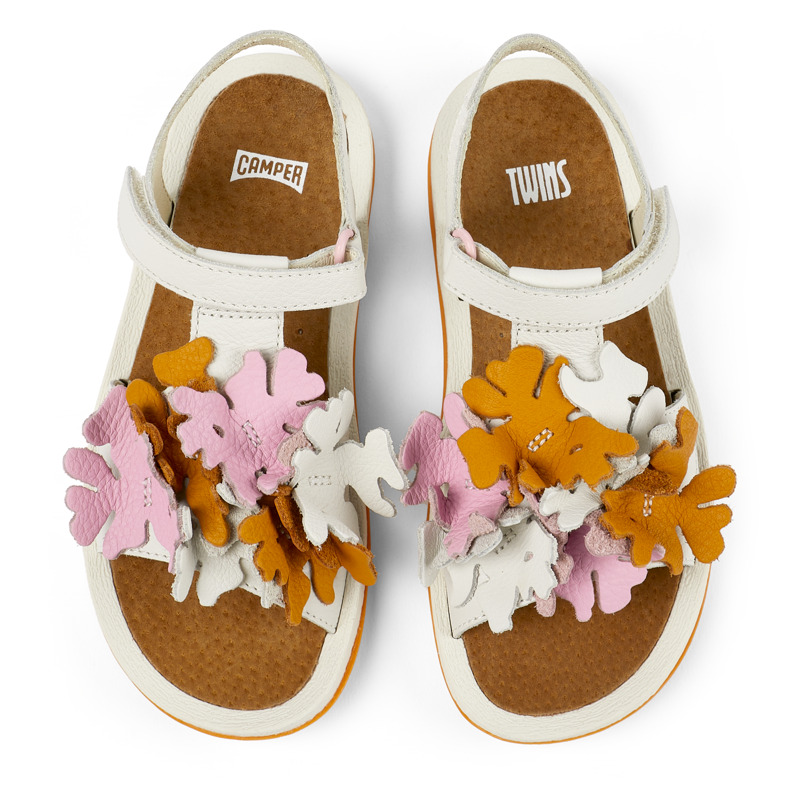 CAMPER Twins - Sandalen Für Mädchen - Weiß,Rosa ,Orange, Größe 29, Glattleder