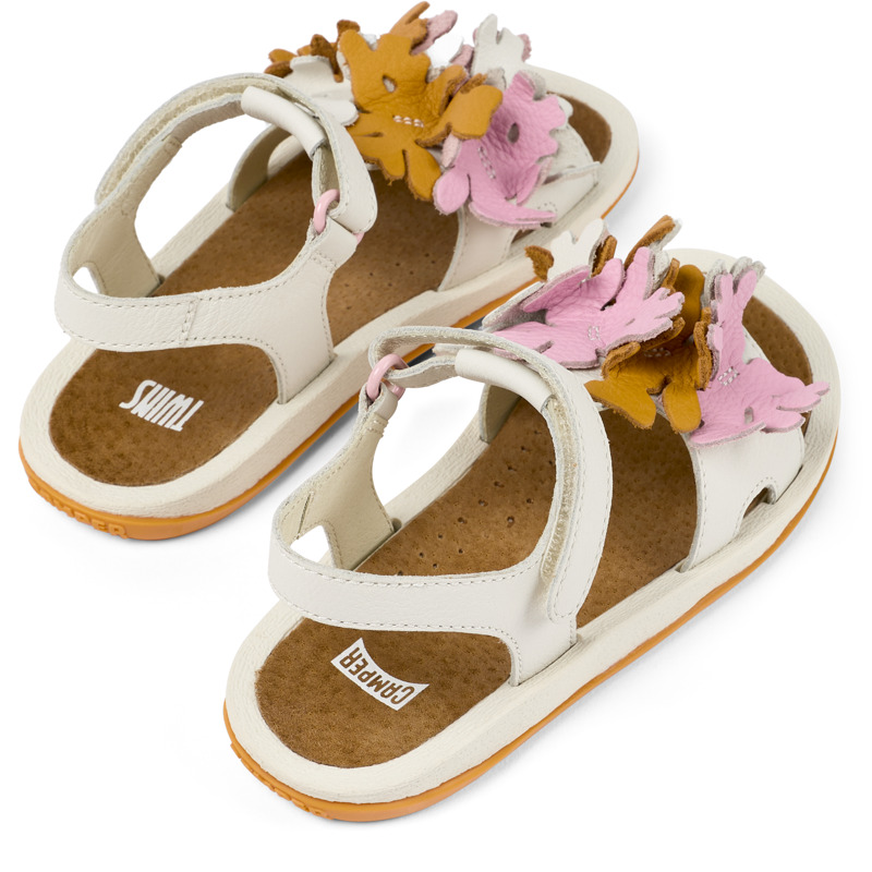 CAMPER Twins - Sandalen Für Mädchen - Weiß,Rosa ,Orange, Größe 25, Glattleder