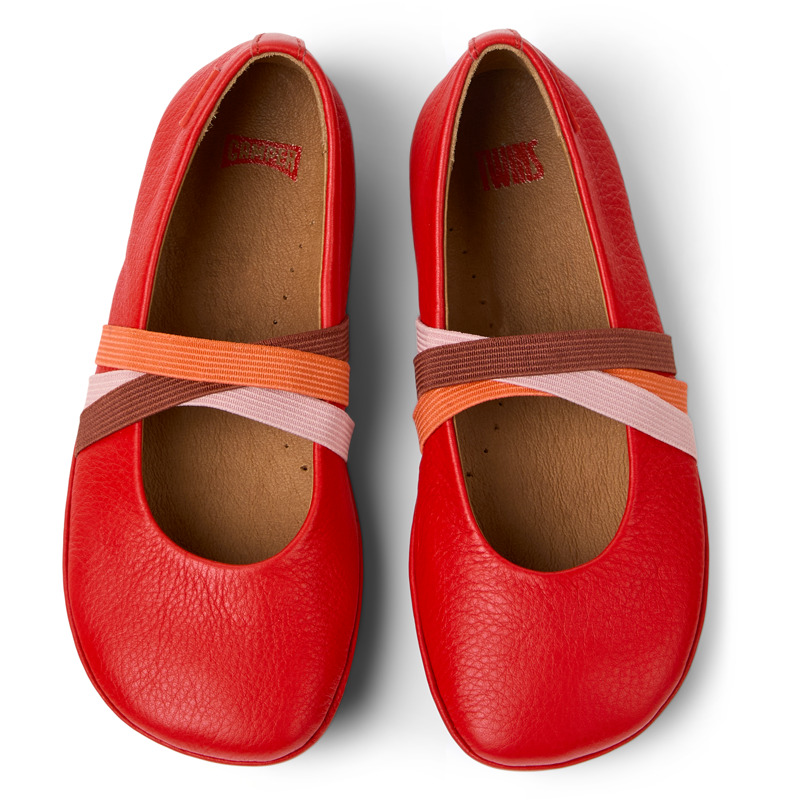 CAMPER Twins - Ballerinas For Girls - Red, Size 8, Smooth Leather