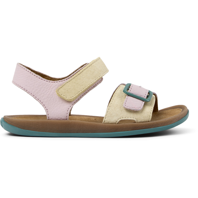 CAMPER Twins - Sandalias para Niñas - Amarillo,Rosa, talla 27, Piel Vuelta/Piel Lisa