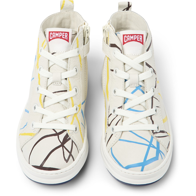 CAMPER Twins - Sneakers For Girls - White,Blue,Yellow, Size 25, Smooth Leather
