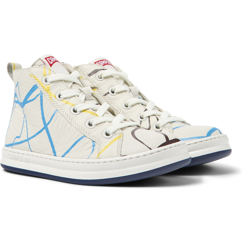 CAMPER Twins - Sneakers For Girls - White,Blue,Yellow, Size 37, Smooth Leather