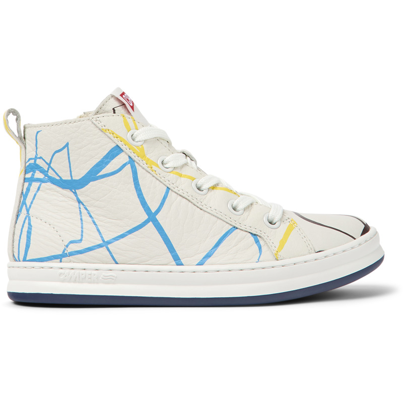 CAMPER Twins - Sneakers For Girls - White,Blue,Yellow, Size 30, Smooth Leather