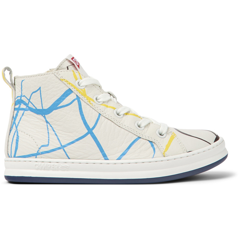 CAMPER Twins - Sneakers For Girls - White,Blue,Yellow, Size 32, Smooth Leather