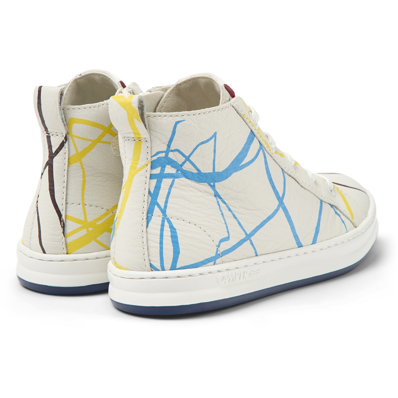 CAMPER Twins - Sneakers For Girls - White,Blue,Yellow, Size 31, Smooth Leather