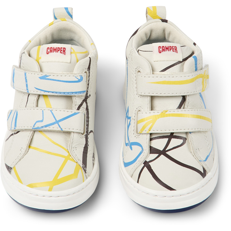 CAMPER Twins - Sneakers For First Walkers - White,Blue,Yellow, Size 21, Smooth Leather
