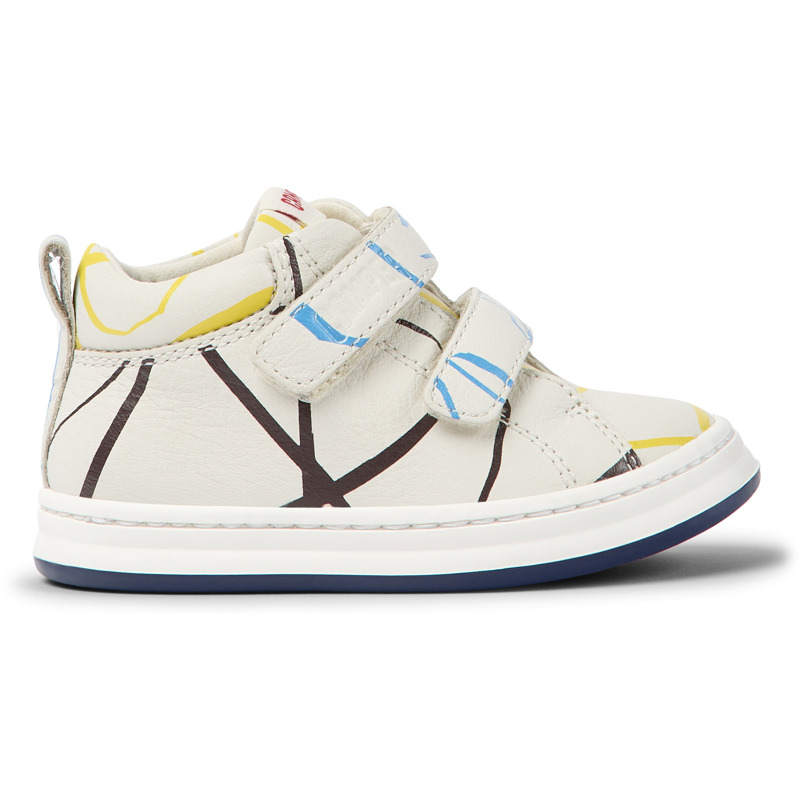 CAMPER Twins - Sneakers For First Walkers - White,Blue,Yellow, Size 24, Smooth Leather
