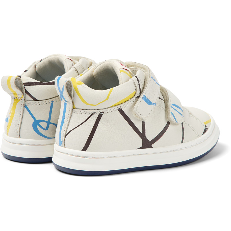 CAMPER Twins - Sneakers For First Walkers - White,Blue,Yellow, Size 22, Smooth Leather