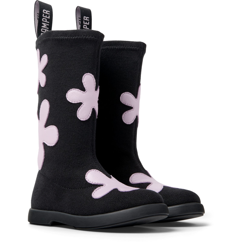 CAMPER Duet - Bottines Pour Filles - Noir,Pourpre, Taille 37, Tissu En Coton/Cuir Lisse