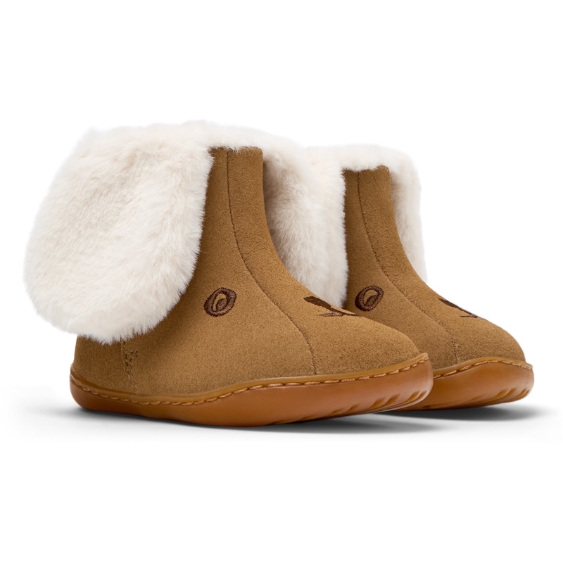 CAMPER Twins - Bottines Pour PREMIERS PAS - Marron, Taille 21, Tissu En Coton