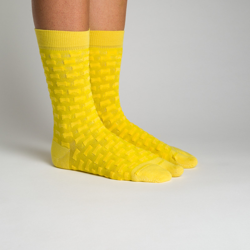CAMPERLAB Hastalavista Socks - Unisex Socks - Yellow, Size L, Cotton Fabric