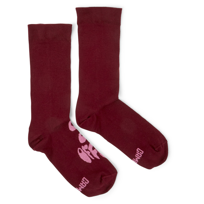 CAMPER Out Of Office - Unisex Socks - Burgundy, Size L, Cotton Fabric