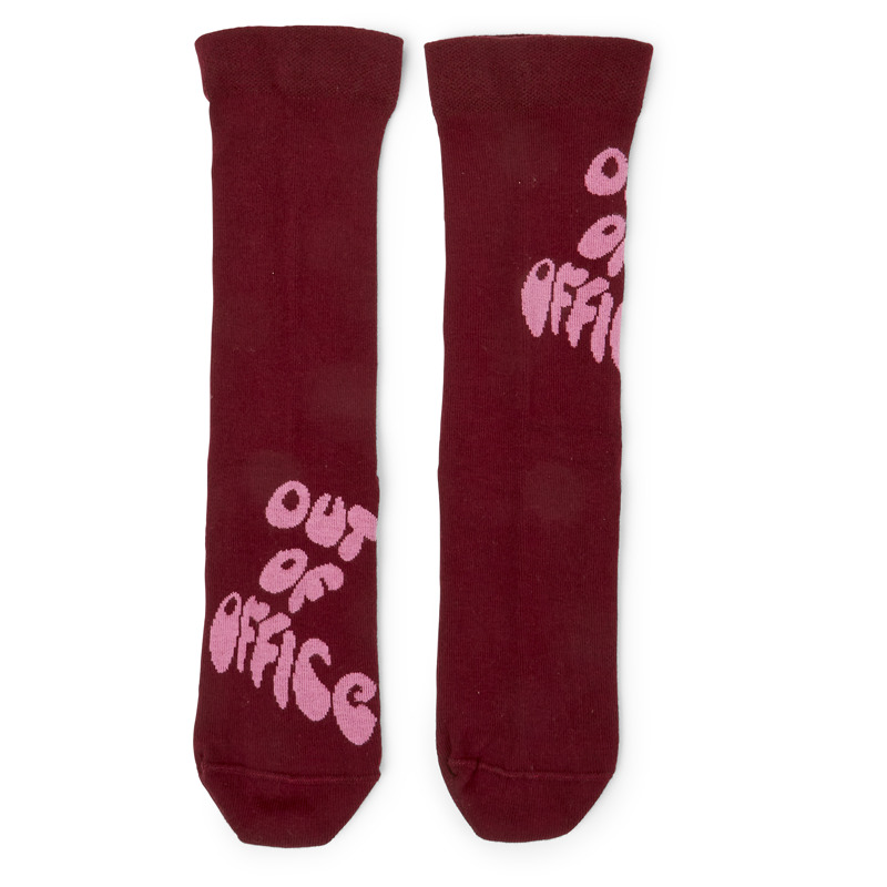 CAMPER Out Of Office - Unisex Socks - Burgundy, Size L, Cotton Fabric