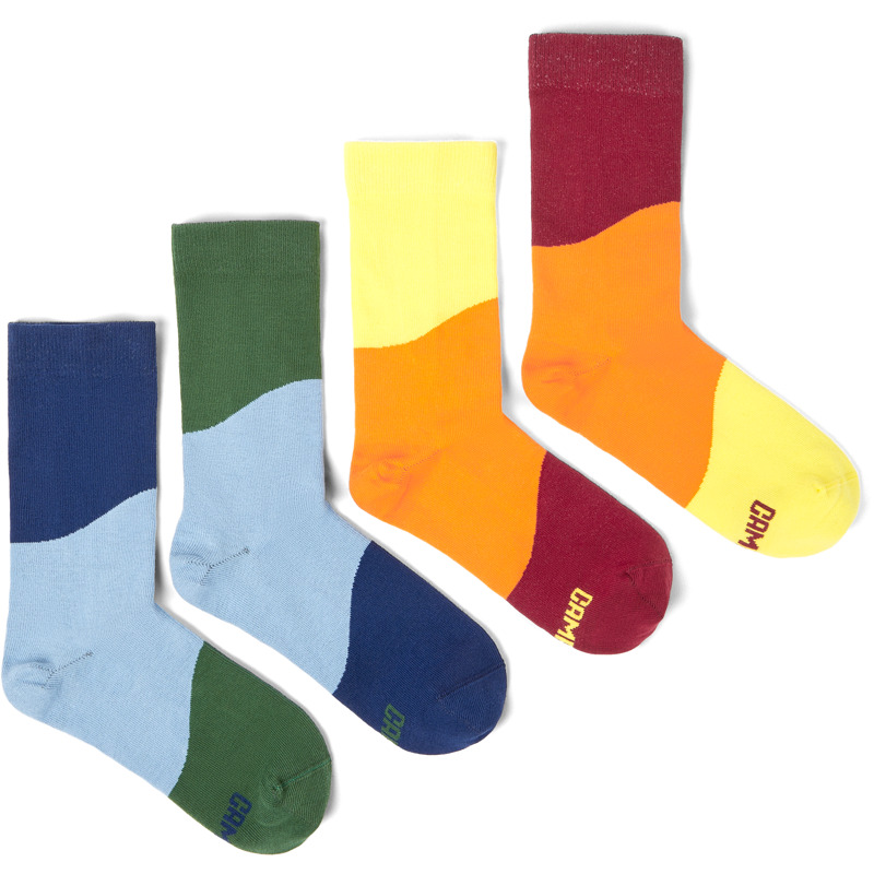 CAMPER Odd Socks Pack - Unisex Socks - Yellow,Orange,Blue, Size M, Cotton Fabric