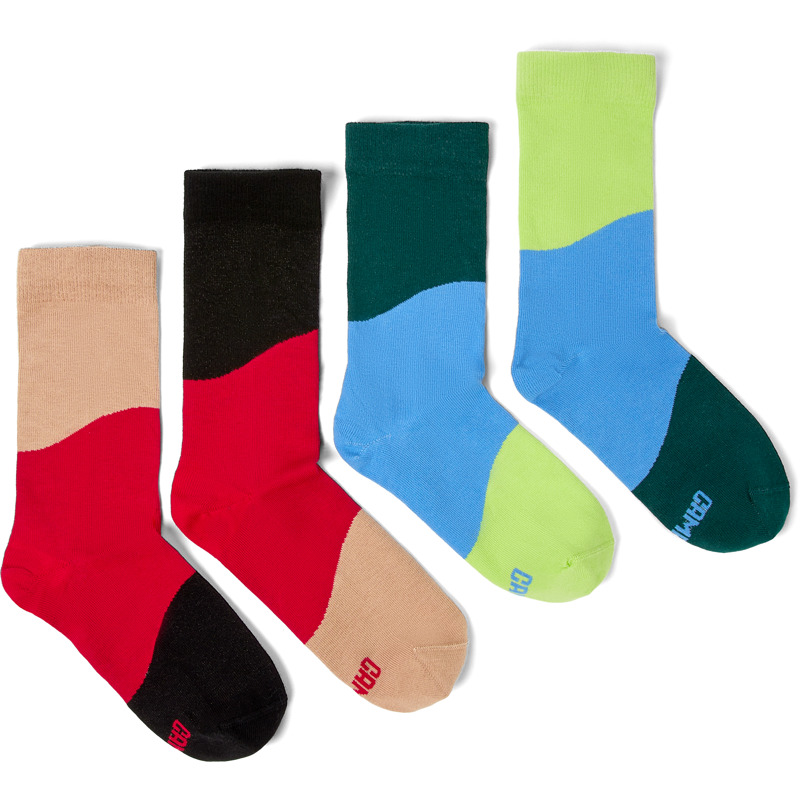 CAMPER Odd Socks Pack - Unisex Sokken - Zwart,Beige,Rood, Maat S, Cotton Fabric