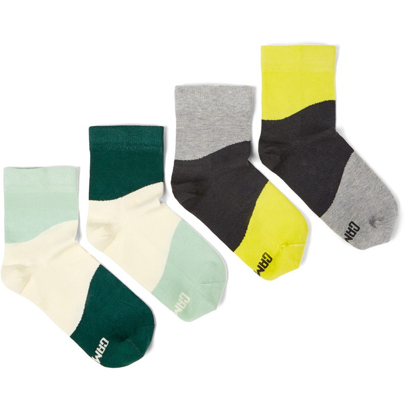 CAMPER Sox Socks - Unisex Socks - Yellow,Green,Black, Size L, Cotton Fabric