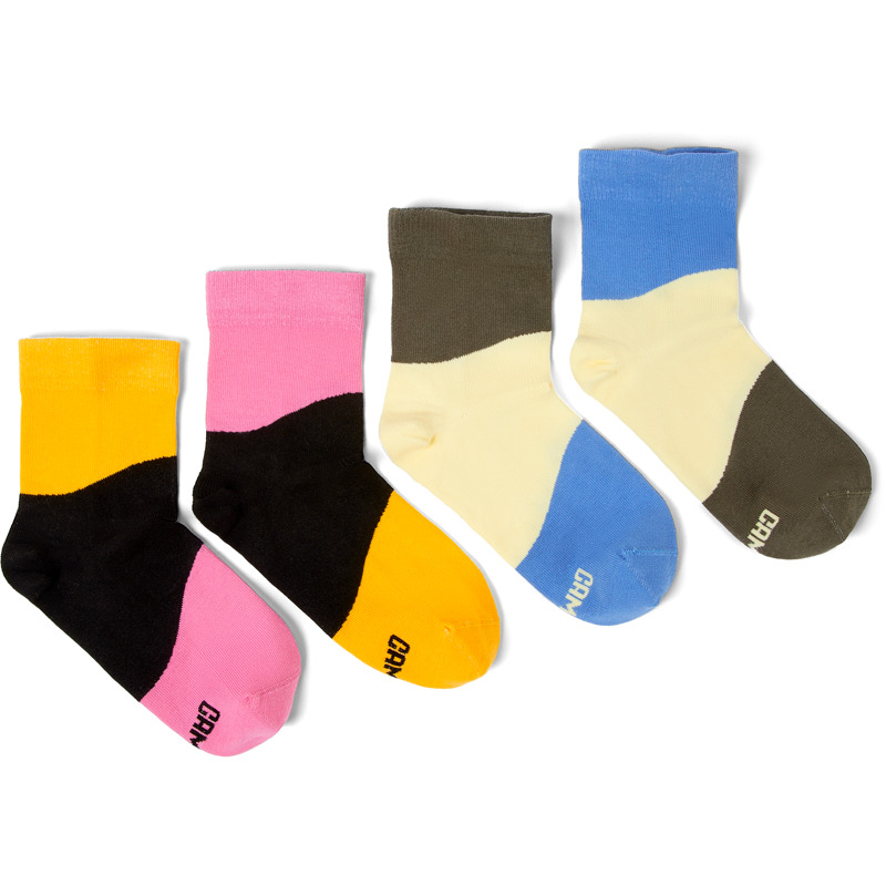 CAMPER Odd Socks Pack - Unisex Calzini - Nero,Rosa,Arancione, Taglia M, Tessuto In Cotone