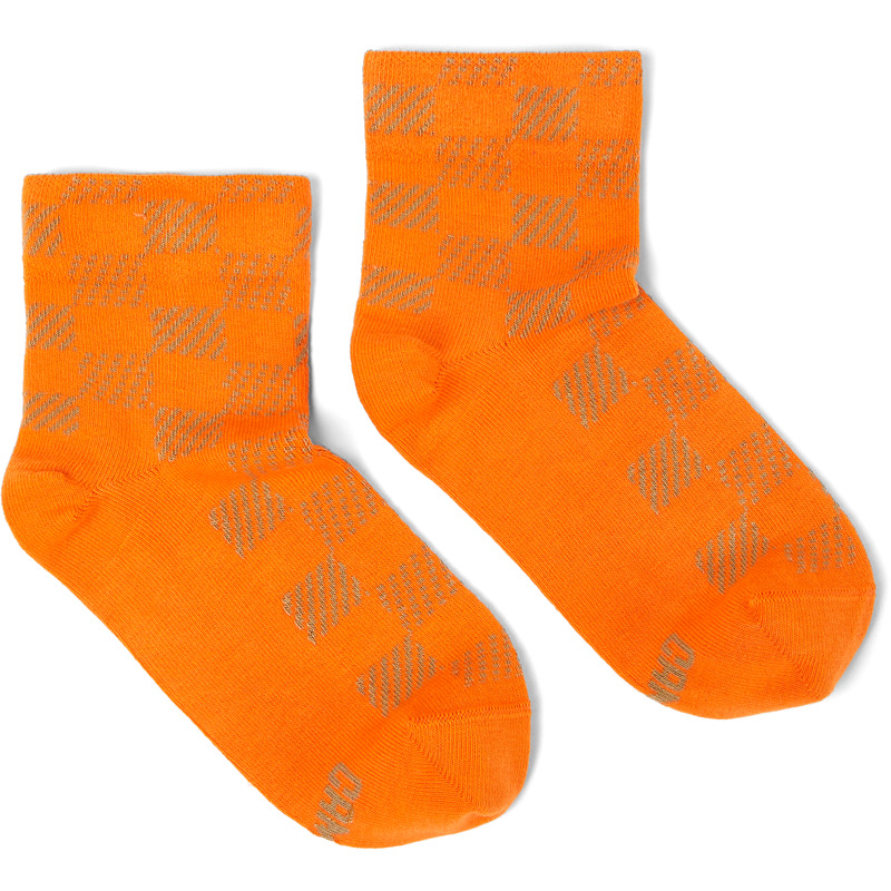 CAMPER Vichy Socks - Unisex Socks - Brown,Orange, Size M, Cotton Fabric