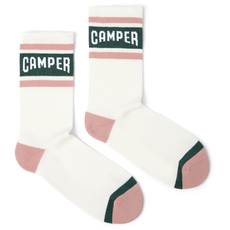 CAMPER Socks - Unisex Calcetines - Blanco,Rosa,Verde, talla L, Textil