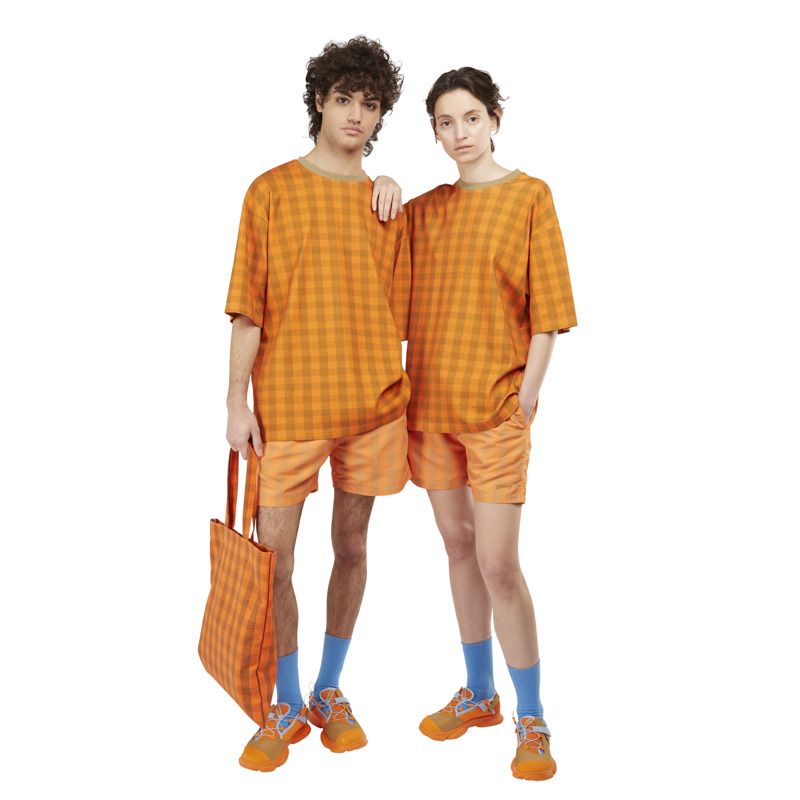 CAMPER  T-Shirt - Unisex Kleidung - Orange,Braun, Größe XL, Textile