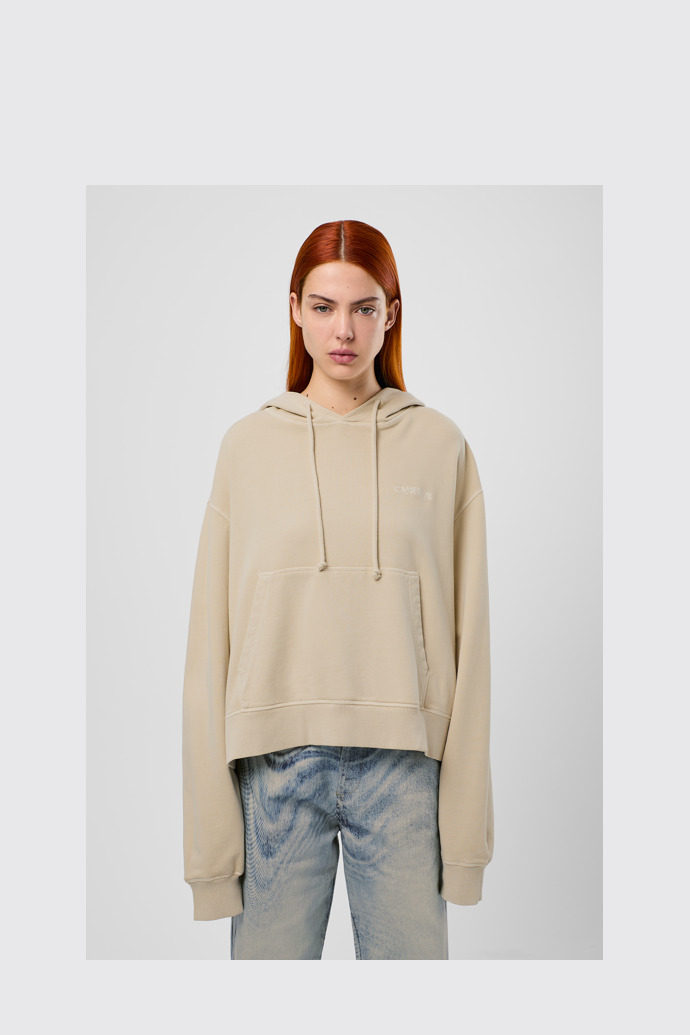 Hoodie Felpa con cappuccio in cotone beige