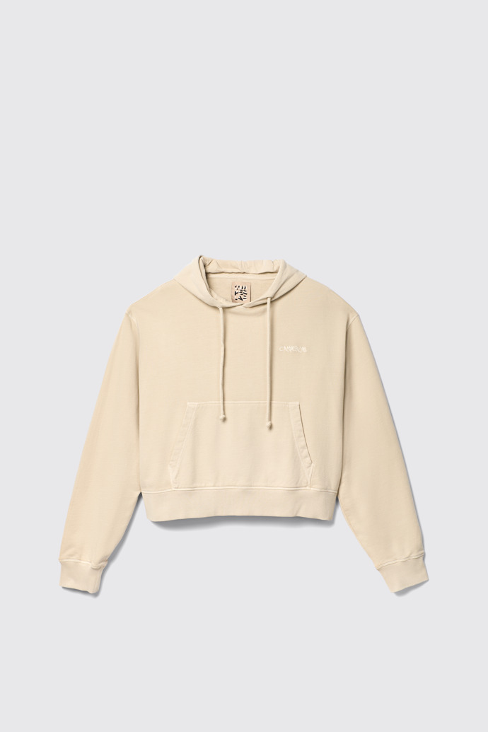 Side view of Hoodie Beige Cotton Hoodie